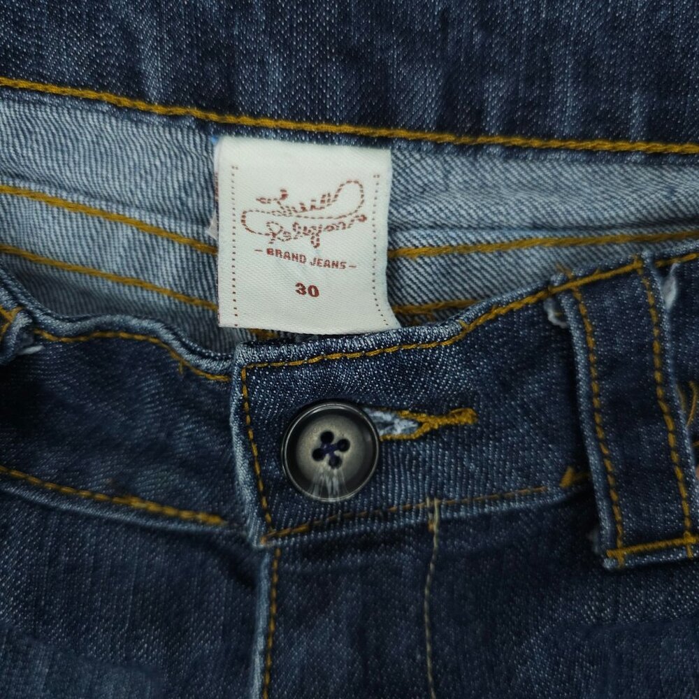 True Religion Bobby Jeans Straight Leg Low Rise Sz 30 Short DarkWash Stretch Y2K - Picture 4 of 14